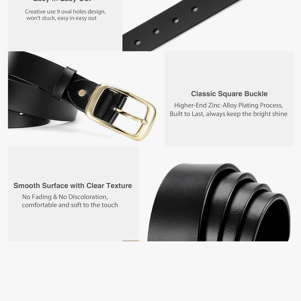 Black Leather Belt - Picture 3 of 5